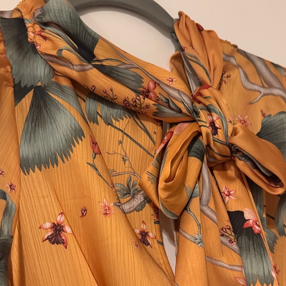 Johanna Ortiz x H&M collab Floral Mustard Yellow Dress with Bow - Picture 10 of 16